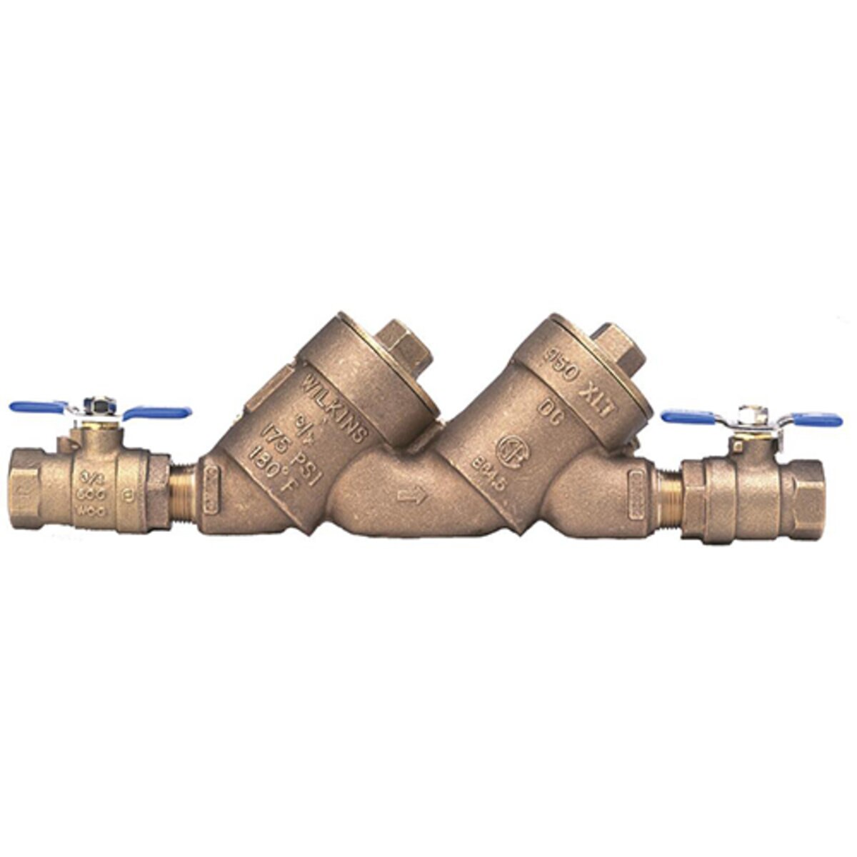 Zurn Wilkins 34-950XLTU 3/4 in. Top Access Double Check Valve Assembly Model Bronze With Union Ball Valves