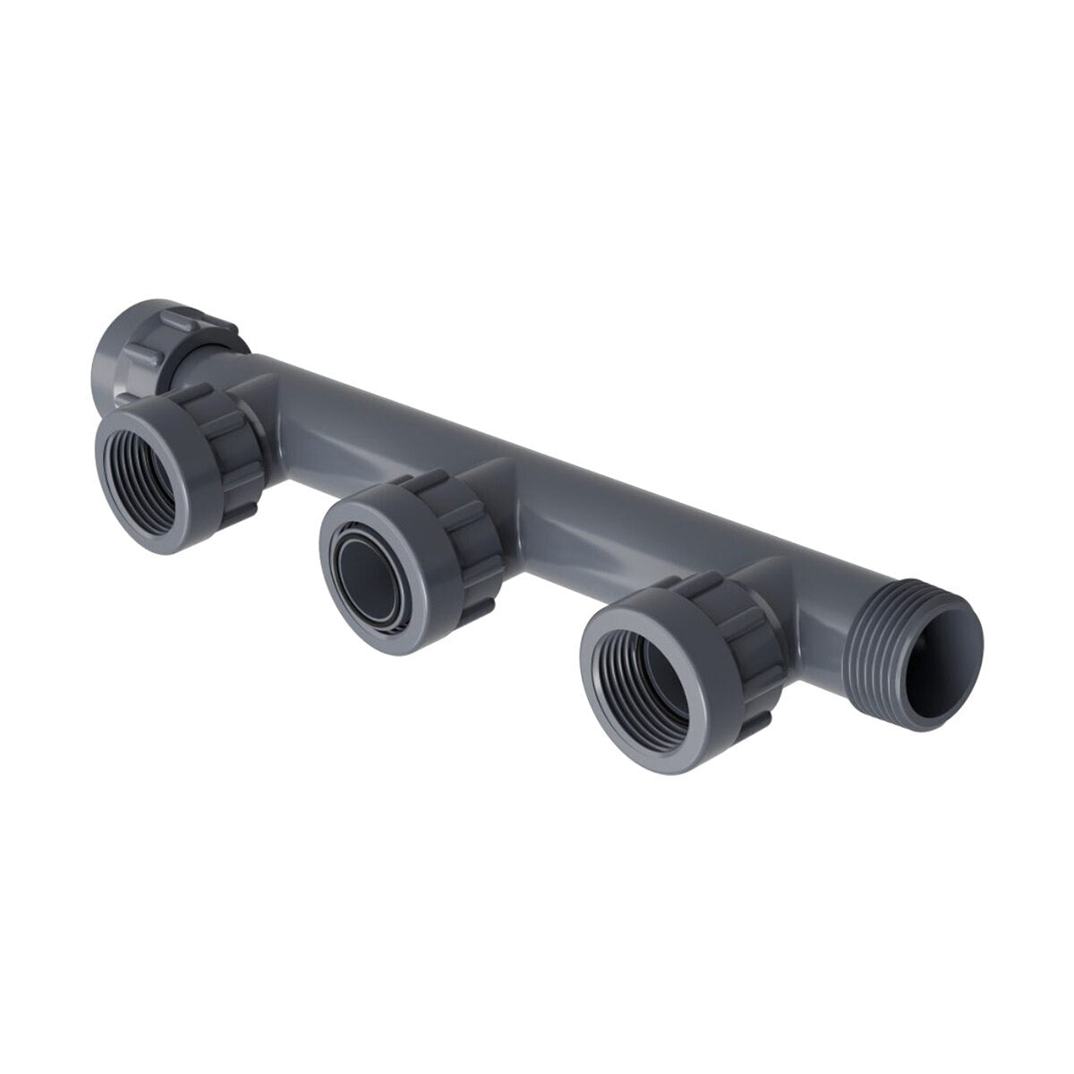 Dura Triple Port Manifold Tee 1 in. Swivel x MIPT x 3-Swivel with O-Ring