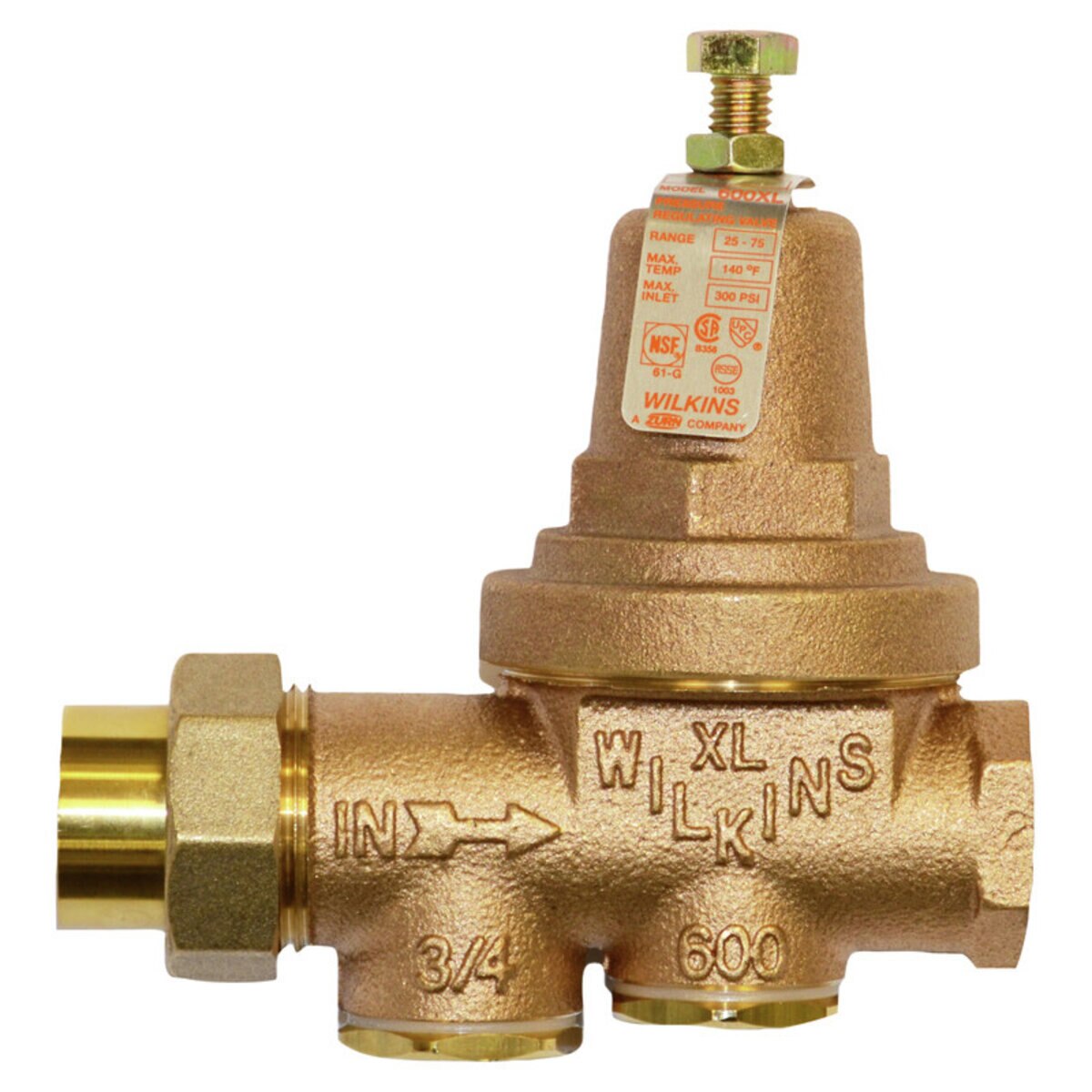 Wilkins 600XL Pressure Reducing Valve Lead Free Bronze 3/4 in. FIPT Union x FIPT