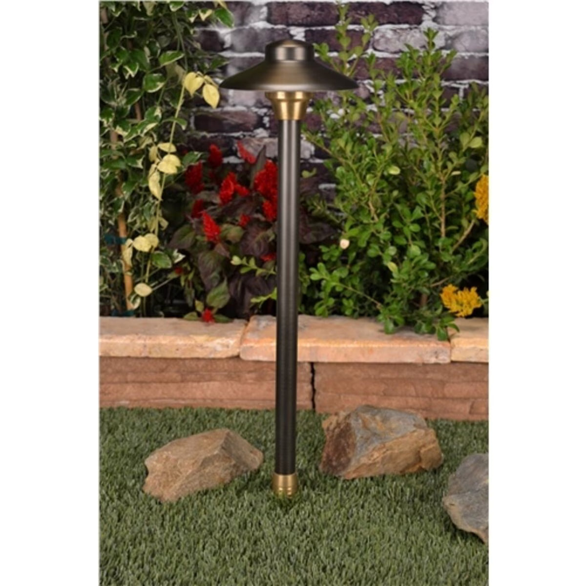 Unique C612-NL 6 in. Centaurus Path Light 18 in. Riser Brass Housing Weathered Brass Finish No Lamp