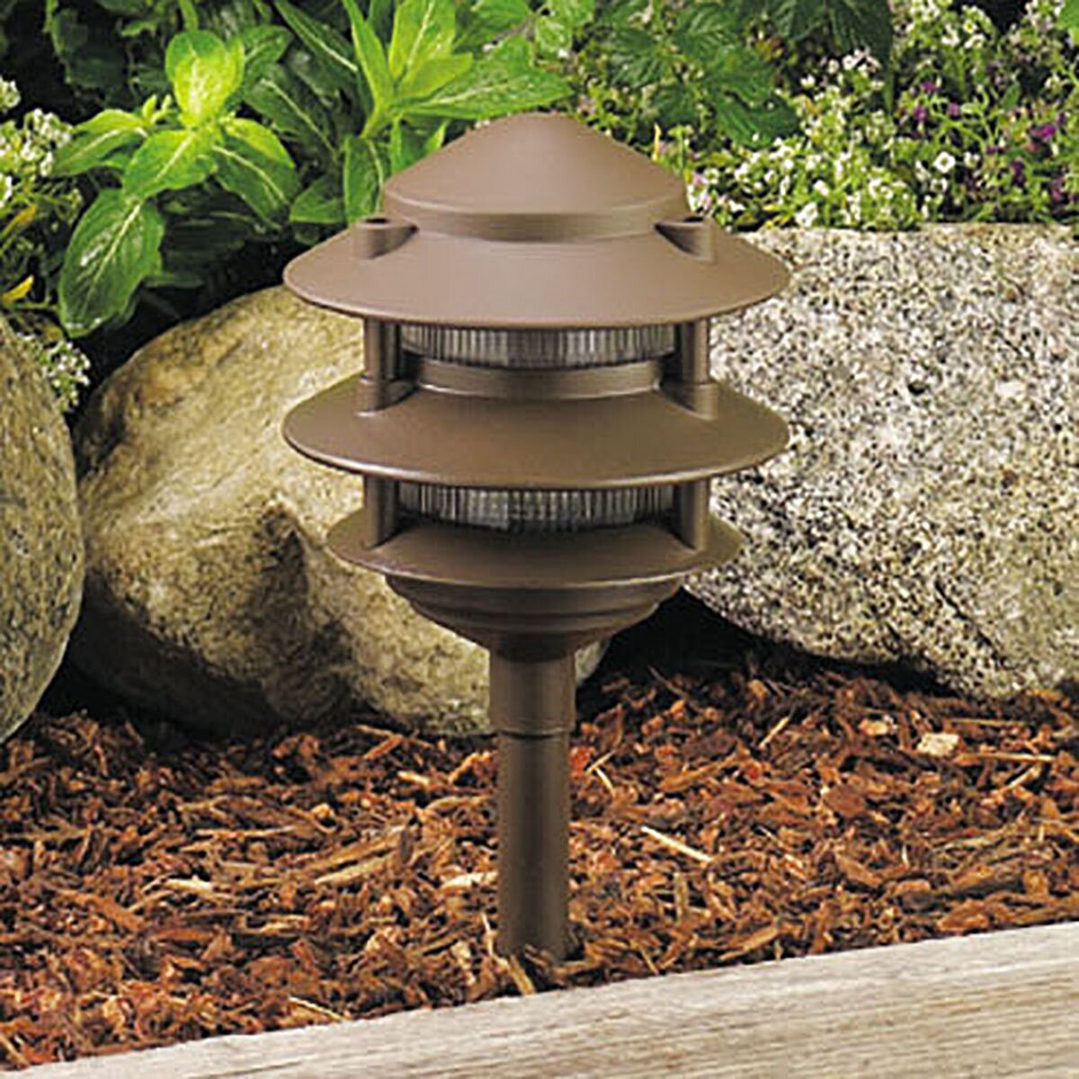 Alum 3 Tier Path Lt Wbronze No Lamp-PR-6222-Z-NL