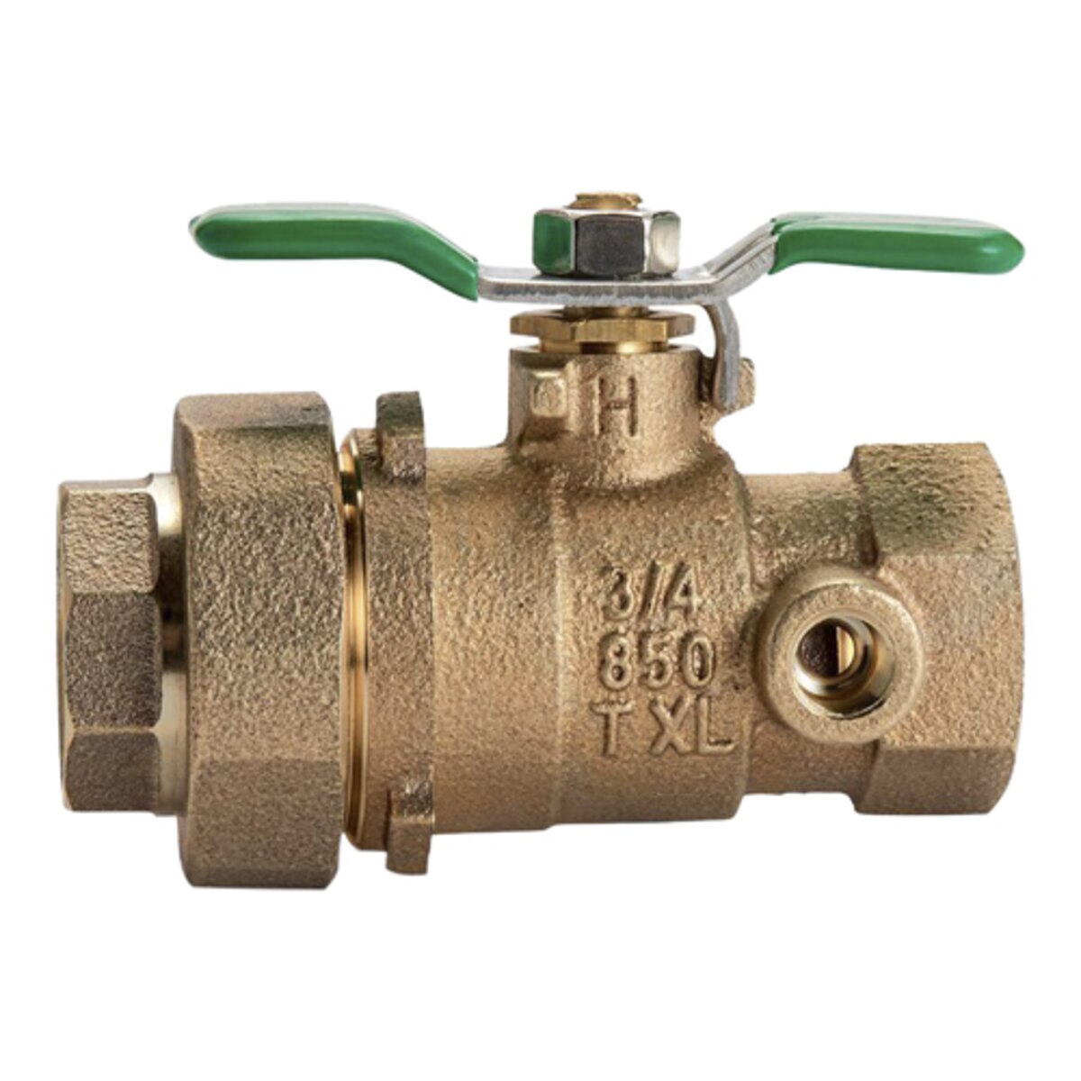 Wilkins 850TUXL Full Port Tapped Union Ball Valve Lead Free Bronze 3/4 in. FIPT