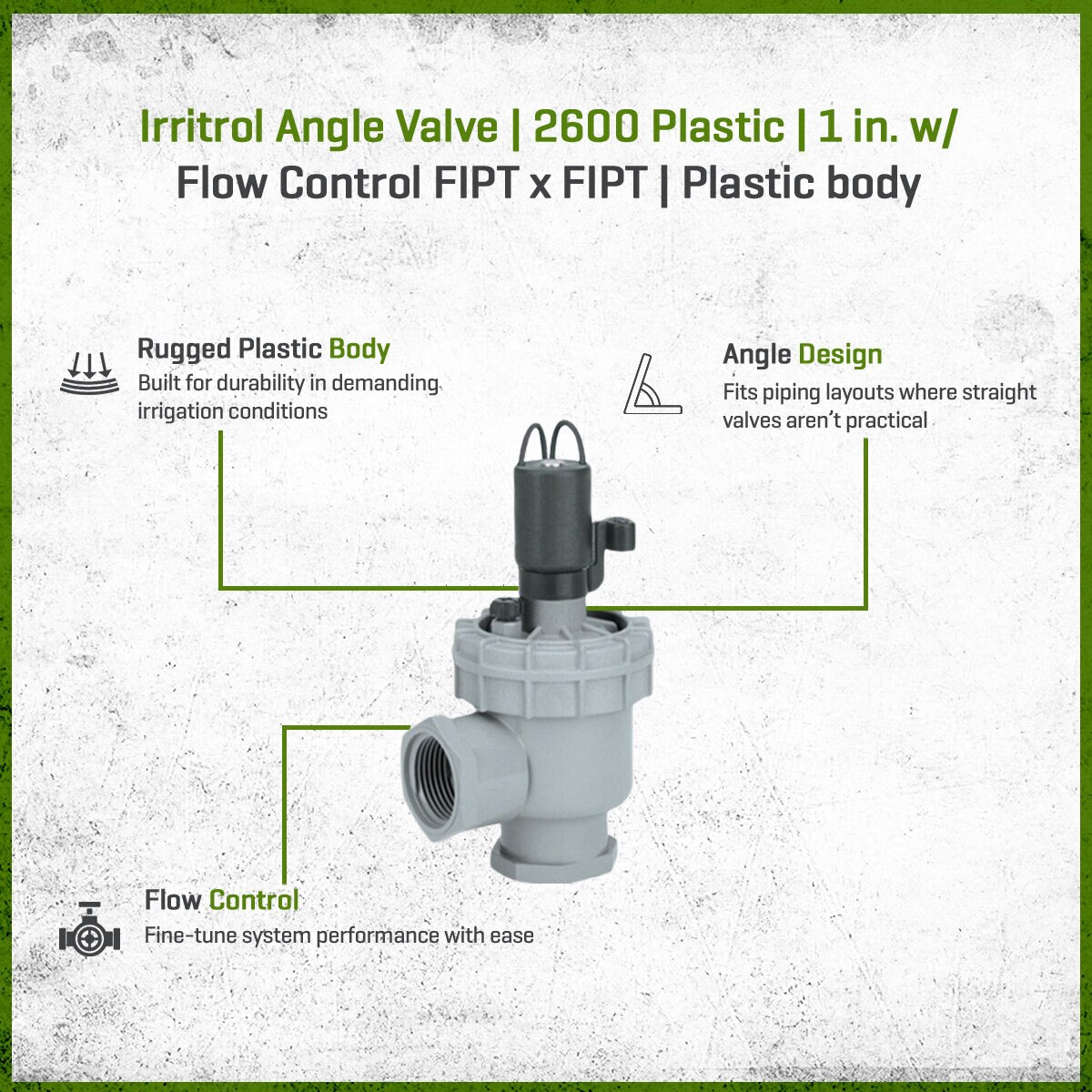 Irritrol Angle Valve 2600 Plastic 1 in. w/ Flow Control FIPT x FIPT