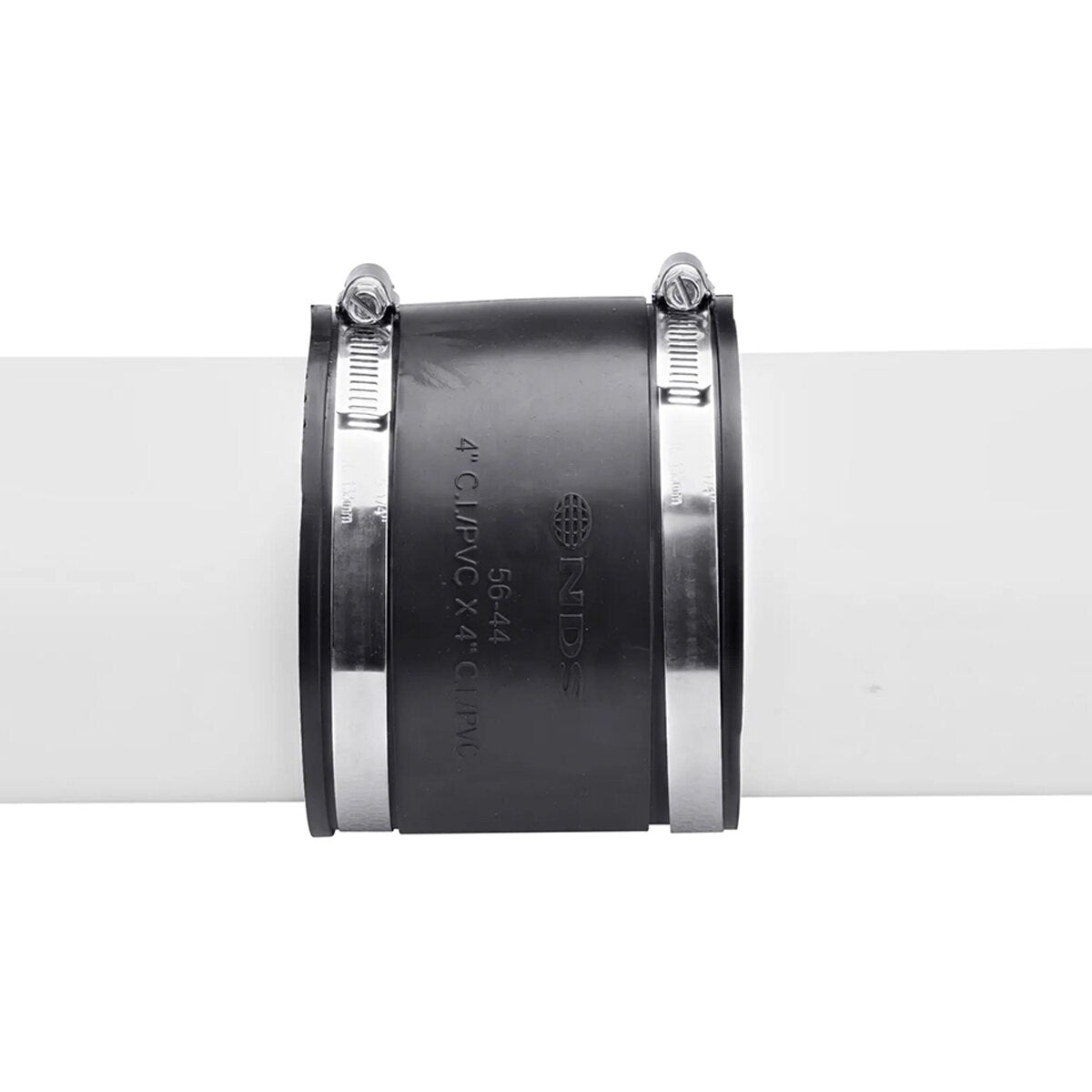 56-44 -NDS PVC S&D/DWV Flexible Coupling Black 4 in. x 4 in. w/ SS Clamps