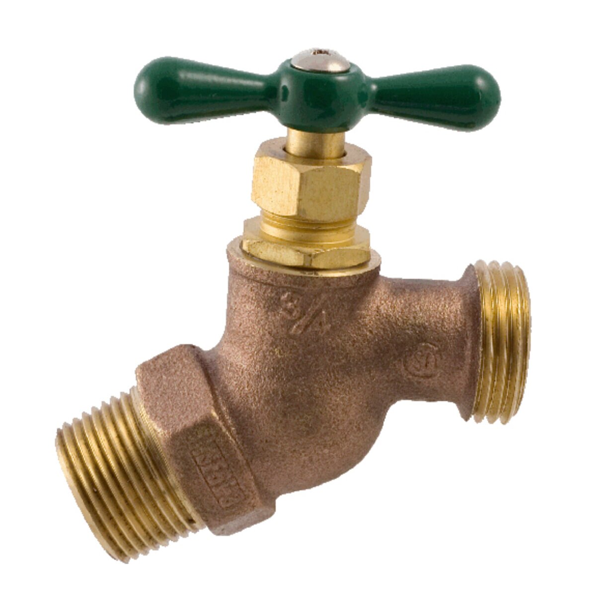 Heavy Duty 1/2 Brass Hose Bib No Kink Green Handle