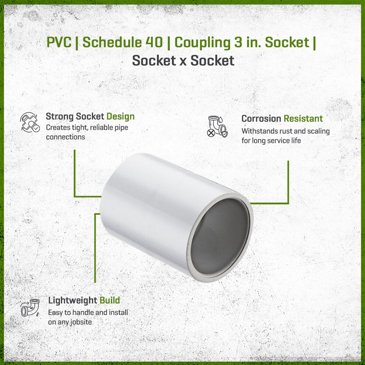 429-030 Sch 40 PVC Coupling 3 in. Socket | Spears