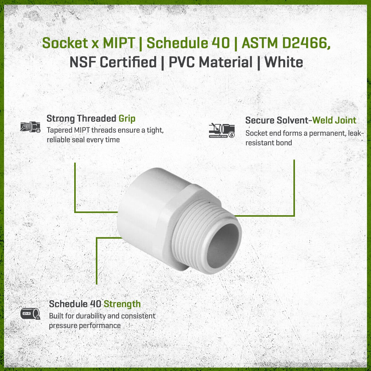 436-012 Sch 40 PVC Male Adapter 1-1/4 in. MIPT x Socket | Spears