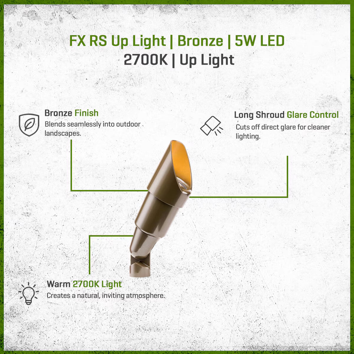 FX-RSLED35WFLLSBZ- RS Up Light Aluminum Housing Bronze 5W 2700K 35 Deg. LED Long Shroud