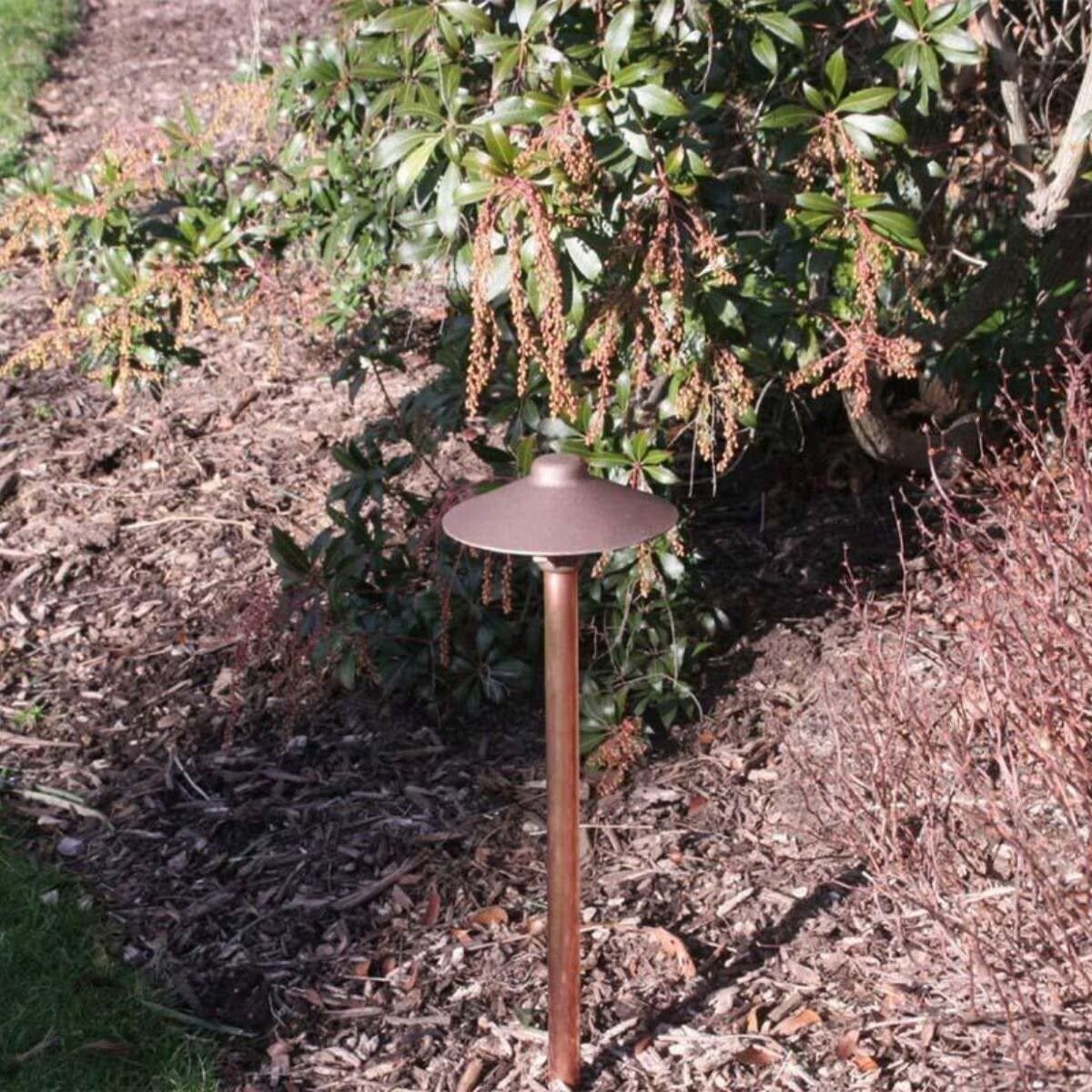 Cast-CCPLCHB- Craftsman China Hat Path Light Copper and Brass Copper Stem All Bronze Finish 4.22W 2790K LED