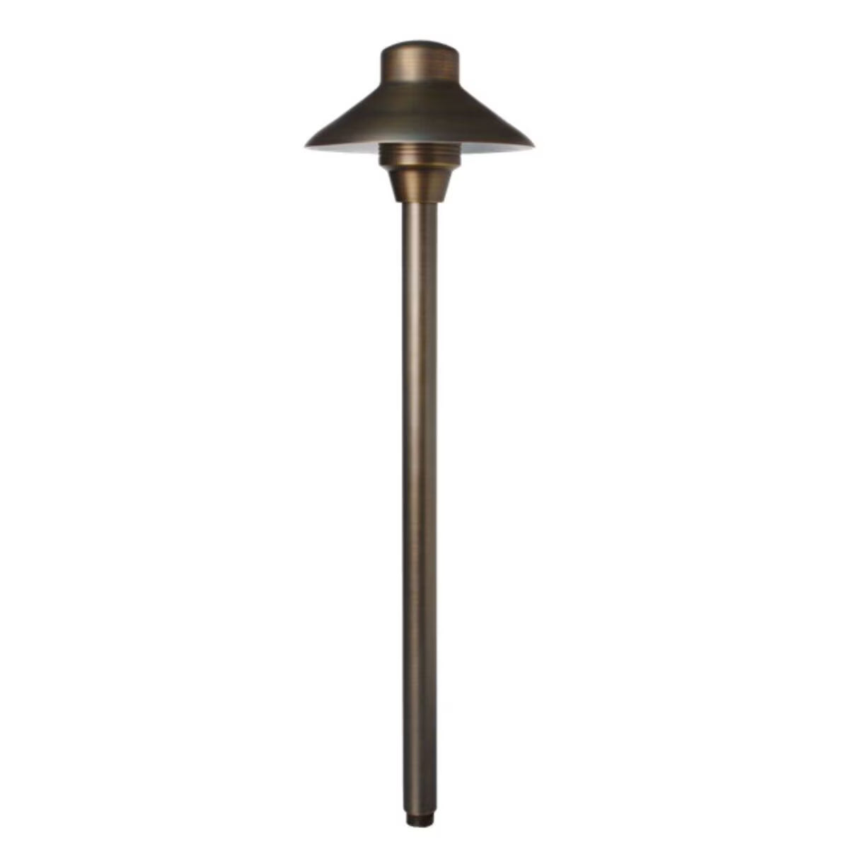 Unique L6-12-L27 6 in. Lancer Path Light 12 in. Riser Brass Housing Weathered Brass Finish 2W 2700K LED