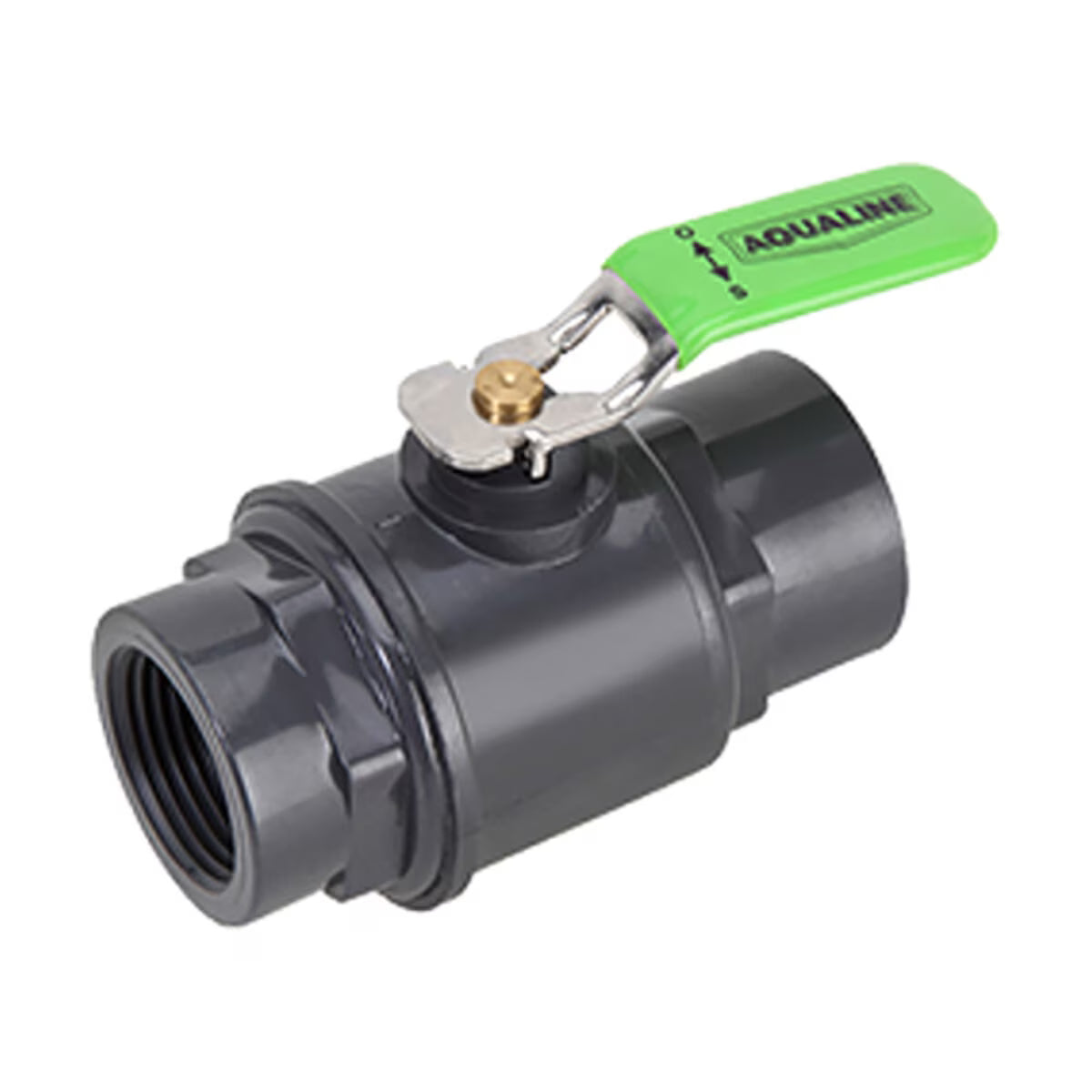 4 in. Plastic ball valve with stainless steel lever handle, slip end, Gray sch.80