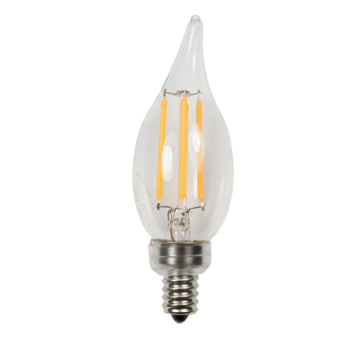 CAN-FIL-F-2-2700-C-12 Brilliance Candelabra Filament EDGE Flame Light 2W 2700K Clear and Gray Finish 12V