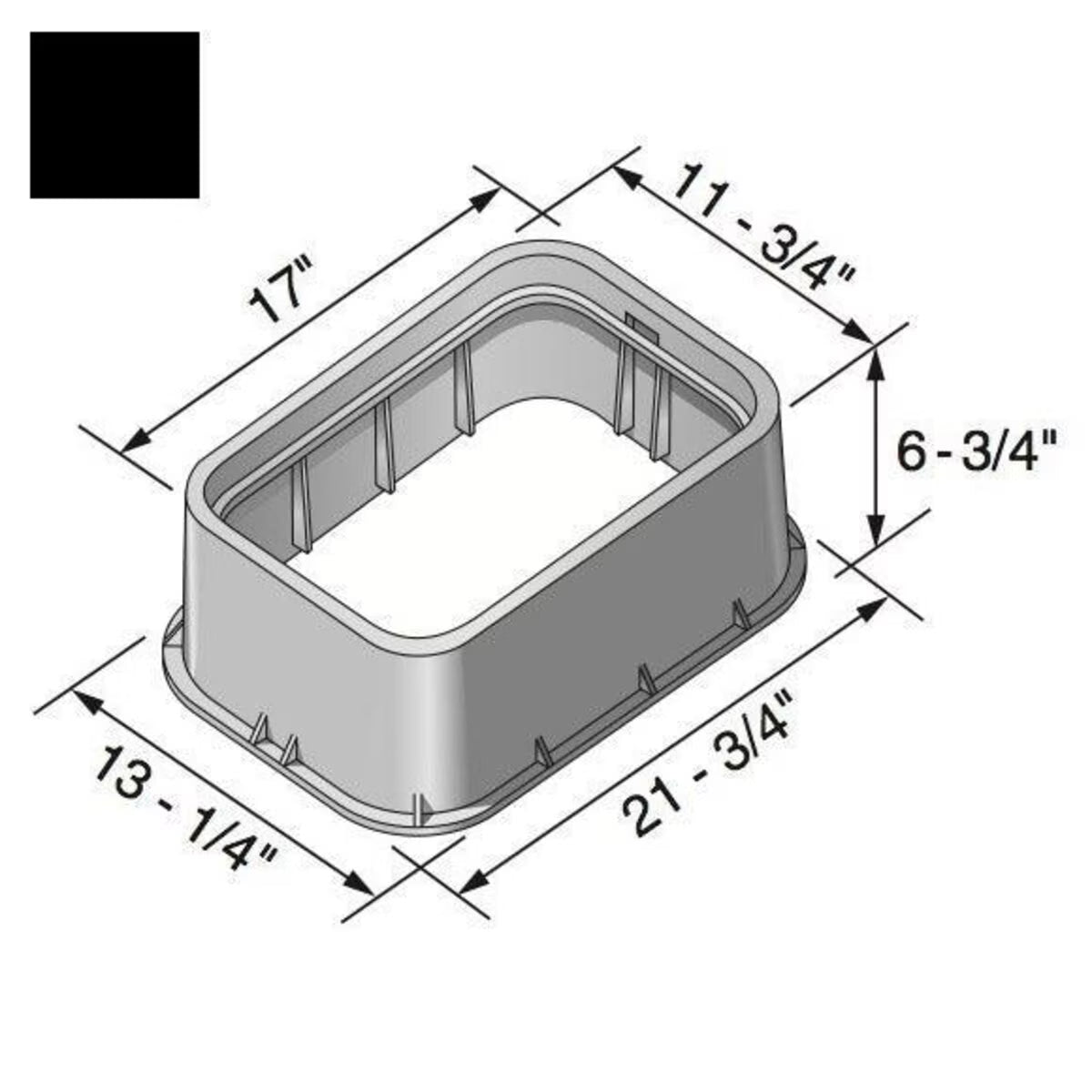 NDS Standard Valve Box Extension Body (only) Rectangle 14 in. x 19 in. x 6 in. Black