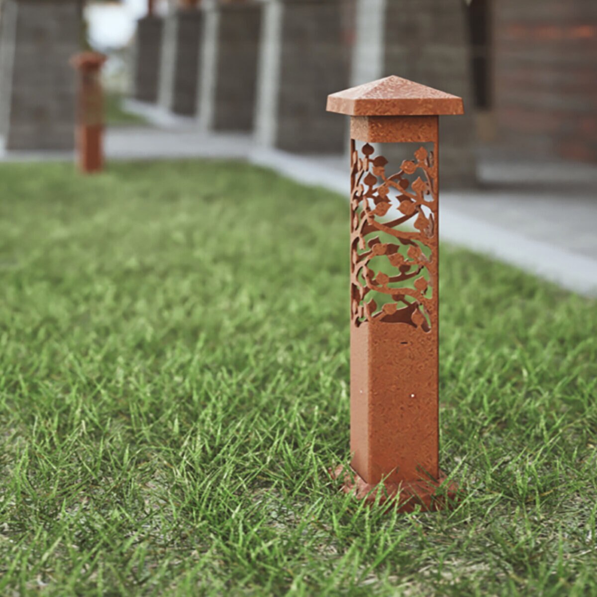 NIGHTSCAPING 342-0525R25 GARDEN SERIES GROVE BOLLARD RUST 25" w/CONCRETE MOUNT