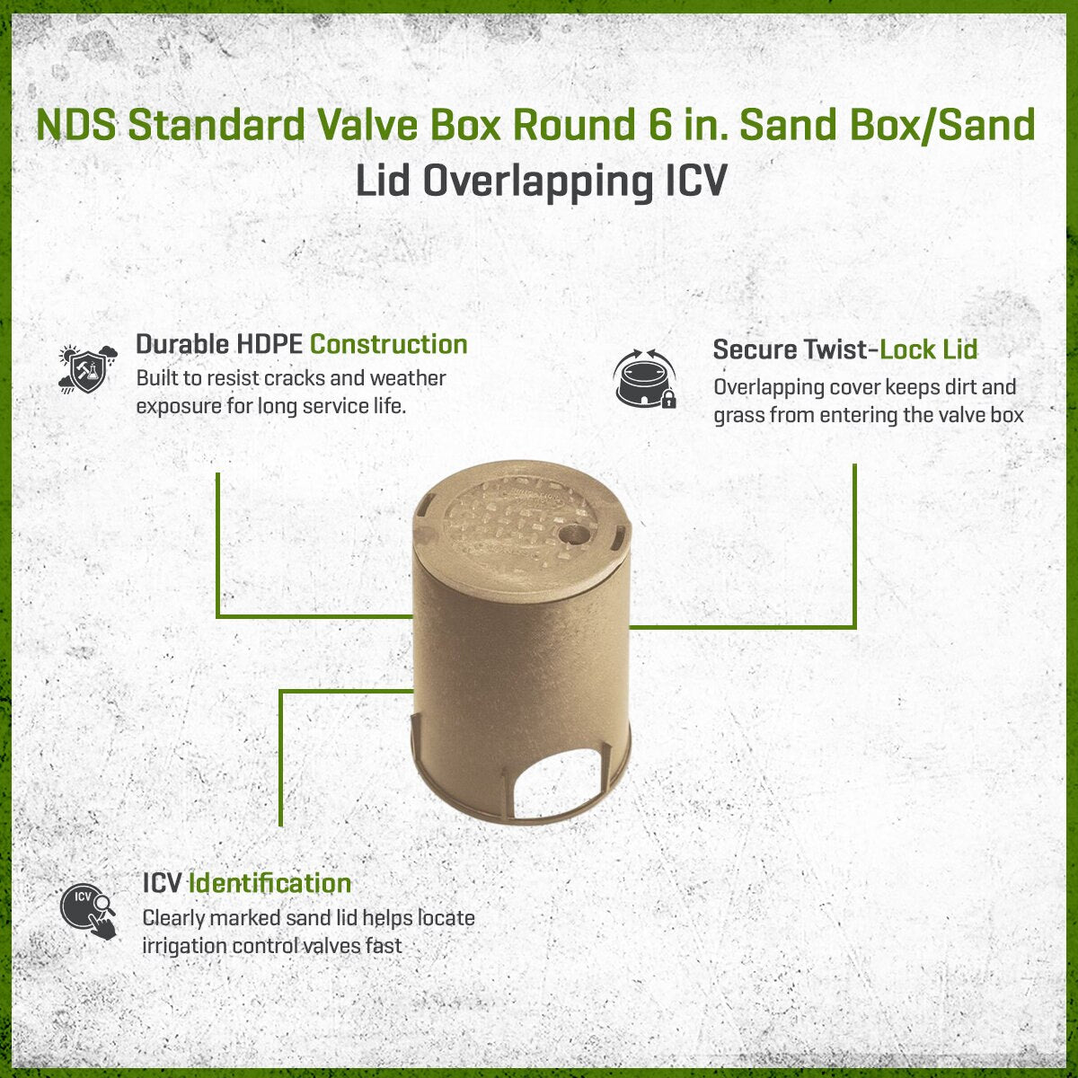 NDS Standard Valve Box Round 6 in. Sand Box/Sand Lid Overlapping ICV