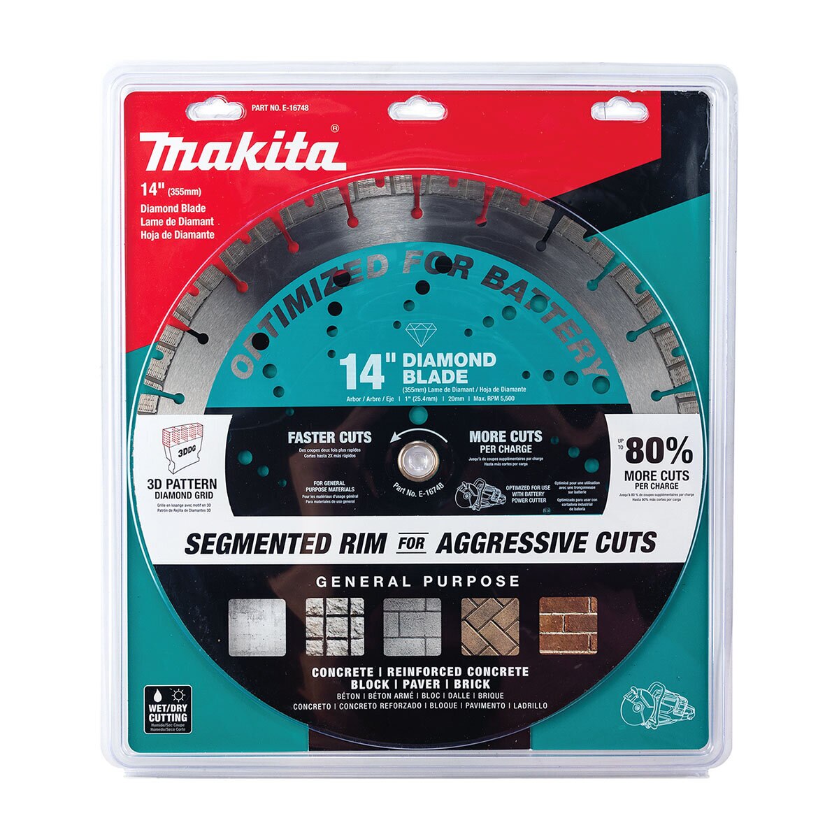 Makita 14 in. Thin Kerf Segmented General Purpose Diamond Blade
