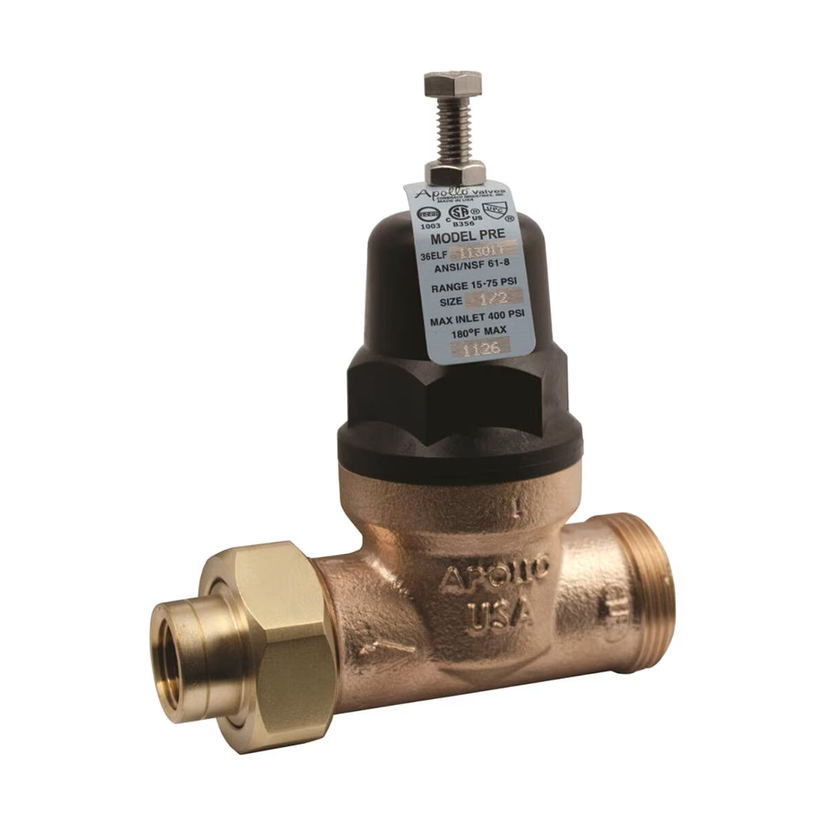 Apollo 1 Press. Red. Valve 15-75 PSI (Union FNPT x FNPT)