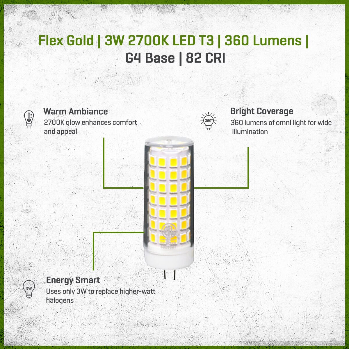 FLEX GOLD LED, 3 WATT, T3 2700K
