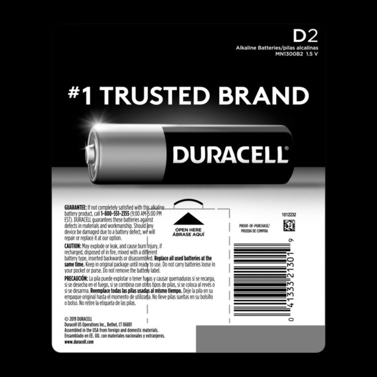 Duracell D Cell Battery 1.5V Long Lasting Power 12 Years | MN1300