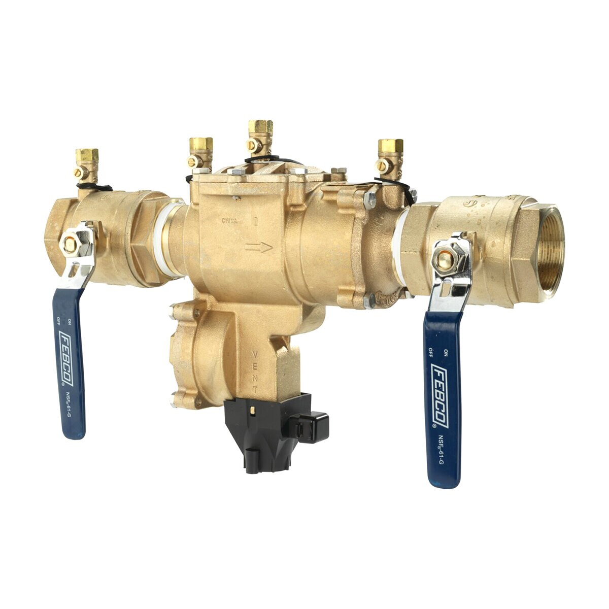 FEBCO LF860 In-Line Reduced Pressure Zone Assembly w/ Ball Valves 1-1/2 in. Lead Free Bronze w/ Flood Sensing Capability (Sensing Upgrade Kit Sold Separately) | F683004