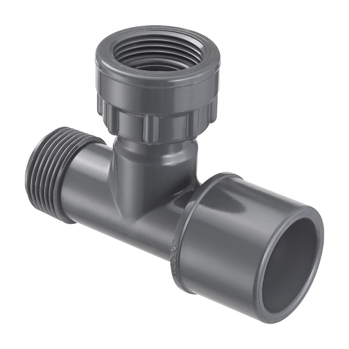 Spears Manifold Tee PVC 1 in. Socket x Mpt x Swivel w/ O-Ring