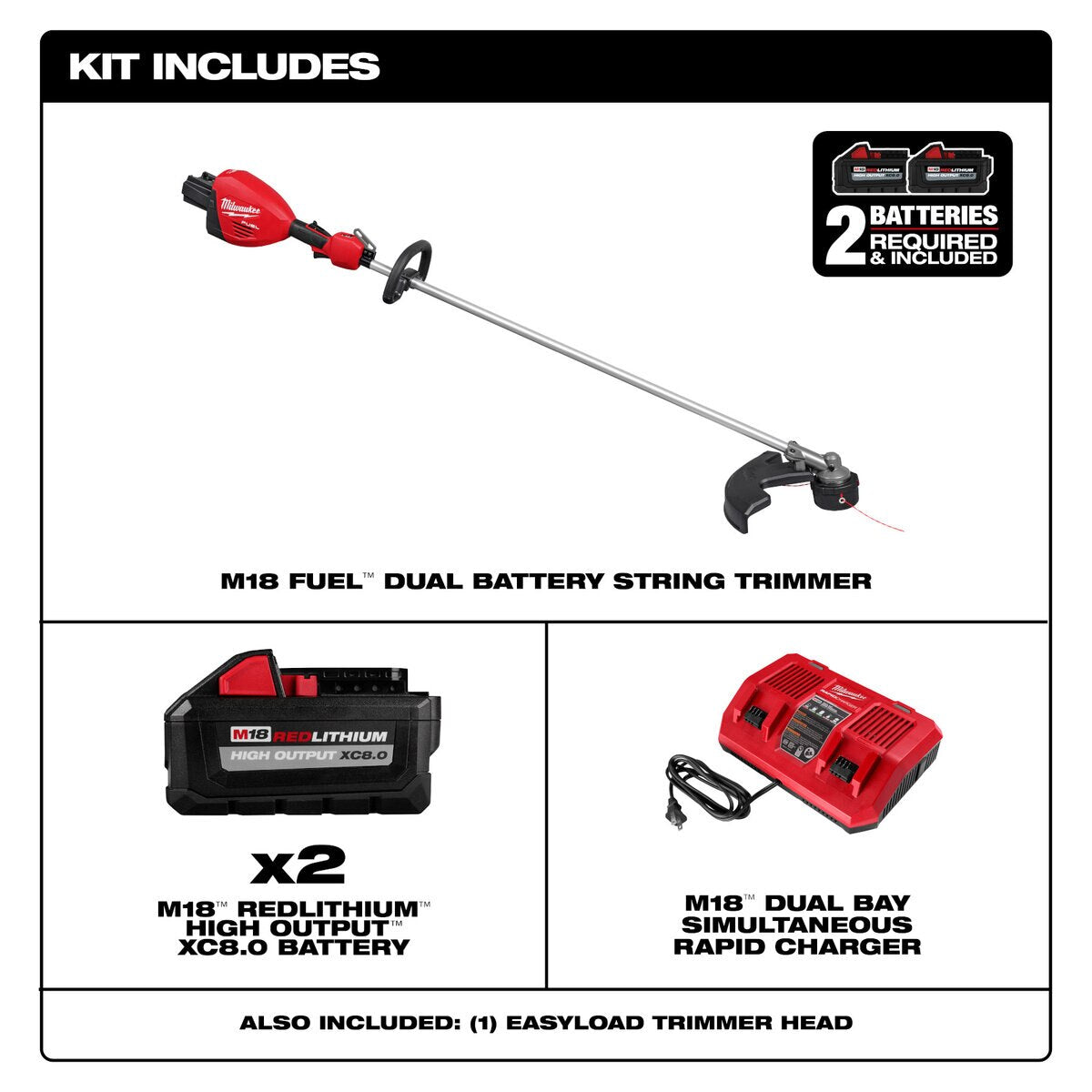 Milwaukee 18V M18 Fuel Brushless Cordless Dual Battery 17 in. String Trimmer Kit | 3006-22
