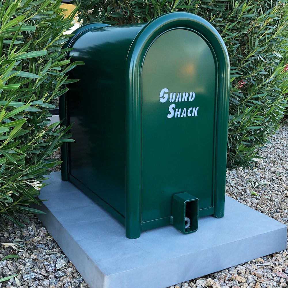 GuardShack Solid Powdercoated Enclosure Hinged (16"W x 30"H x 46"L) - Green/Tan