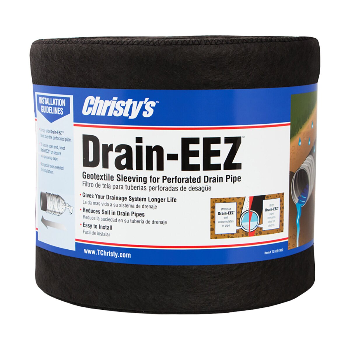 4 in. x 100 ft., 3.1 oz Non-Woven Filter Fabric Draining Sleeving