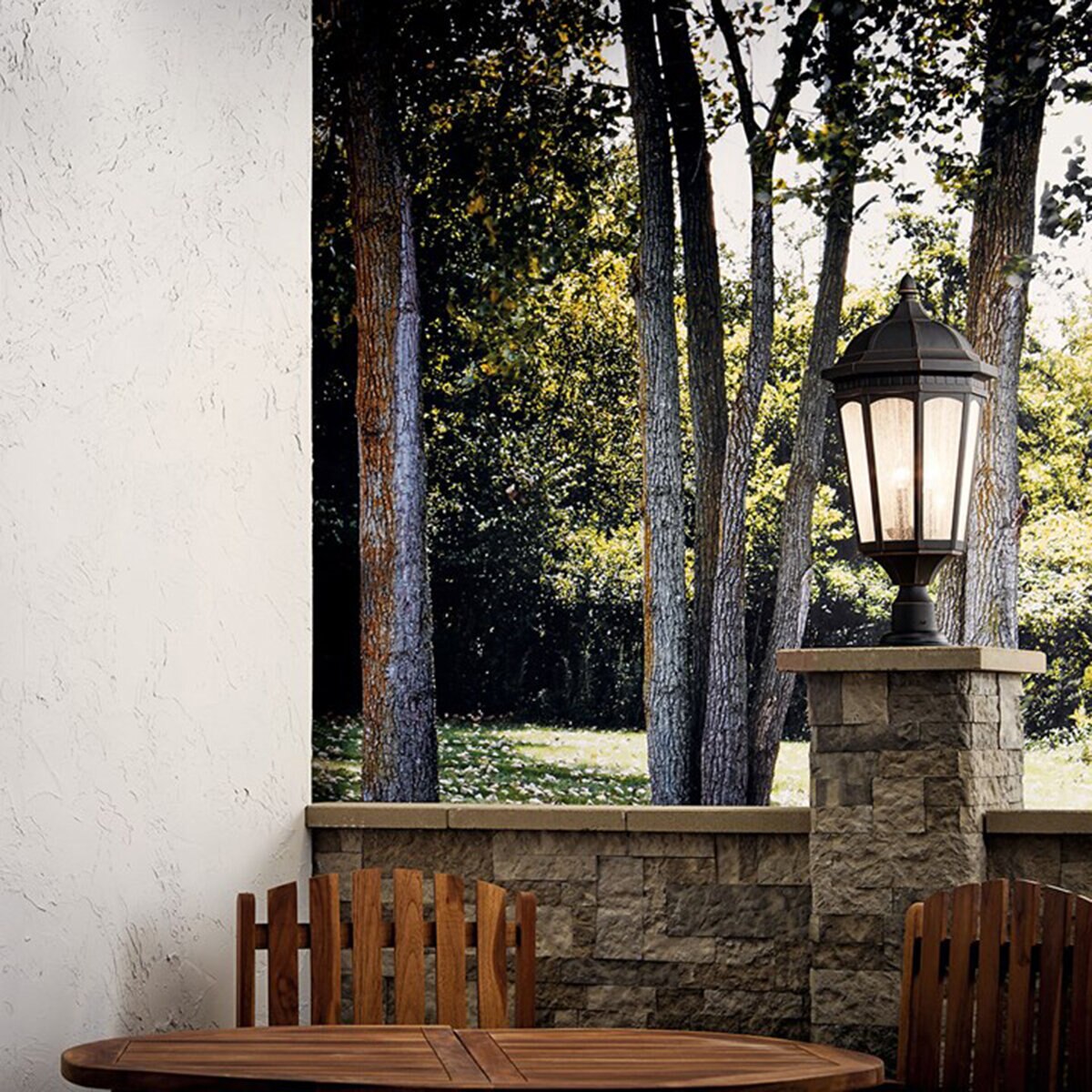 Kichler9533BKT Courtyard Series Post Light in Textured Black Finish, 27 in. Height, 3-Bulb LED Design, 60W, 120V, Aluminum Construction