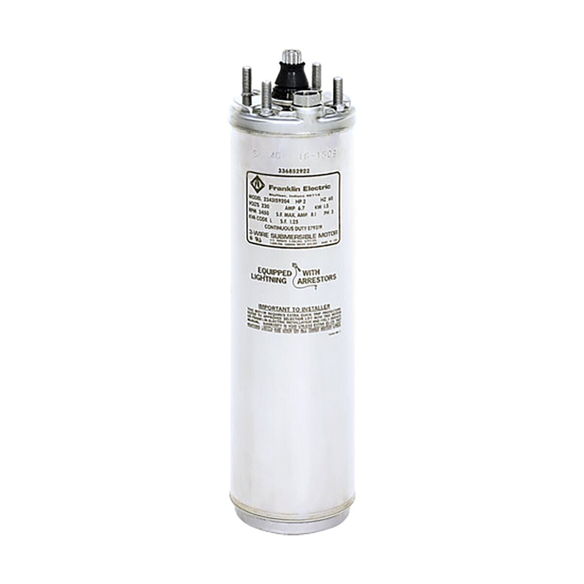 2243019204GS 2HP 240V 1PH Submersible Motors FRANKLIN