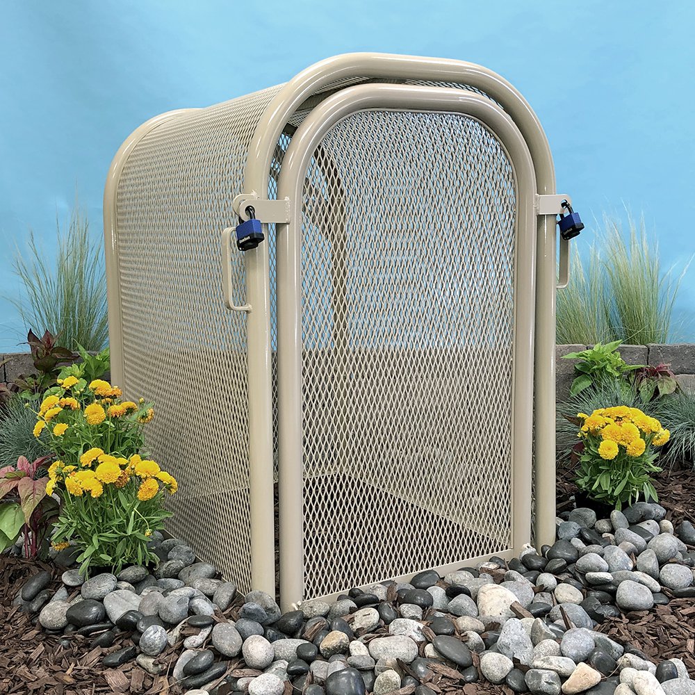 GuardShack Hinged body w/gate Powdercoated Enclosure (16"W x 48"H x 18"L) - Green/Tan