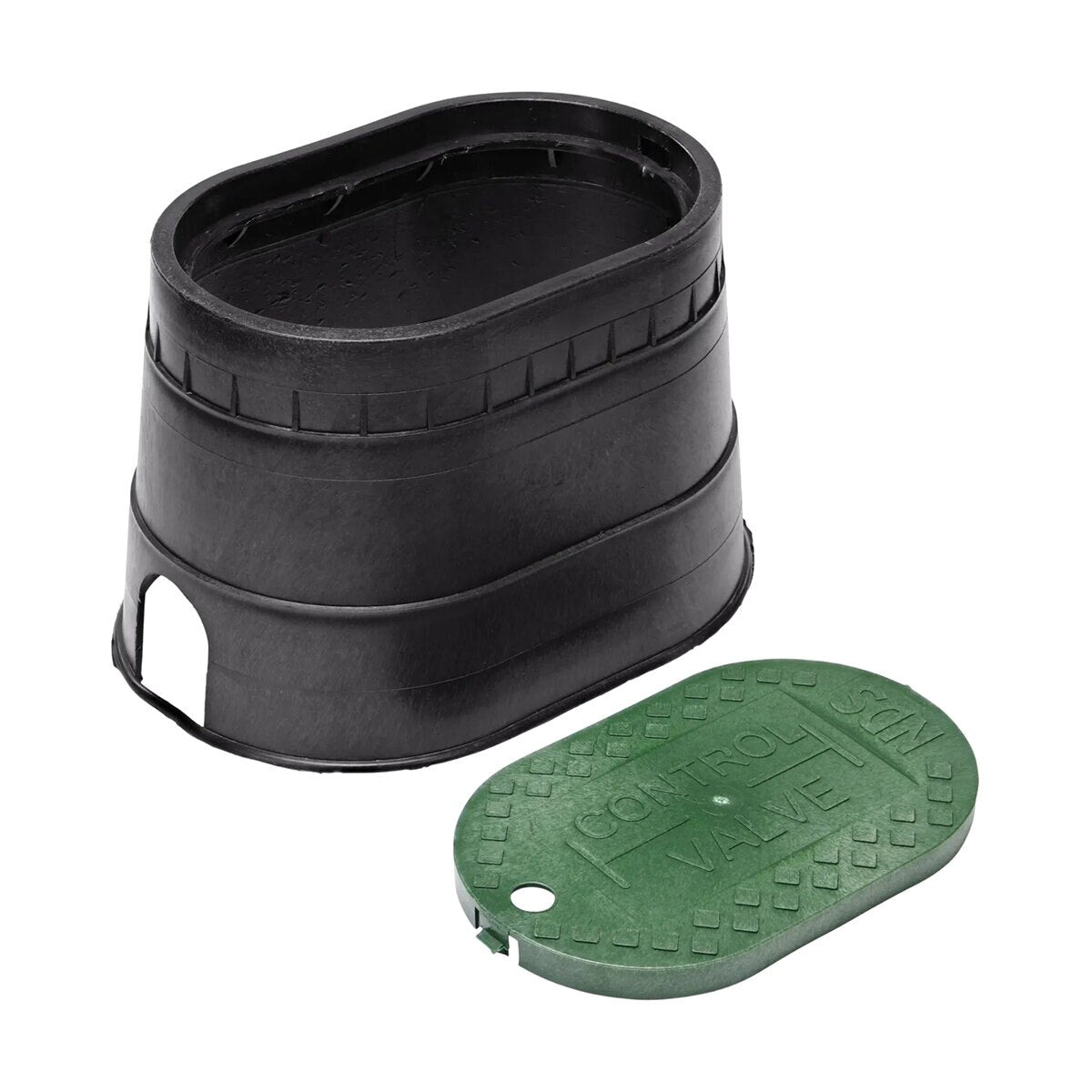 NDS Residential Valve Box Oval 8 in. x 12 in. x 10 in.H Black Box Box/Green Lid Drop-in CV