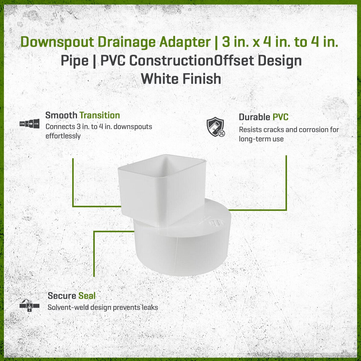 NDS PVC Downspout Offset Adapter 3 in. x 4 in. x 4 in.
