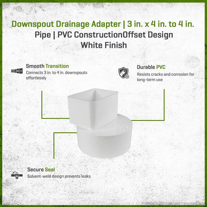 NDS PVC Downspout Offset Adapter 3 in. x 4 in. x 4 in.