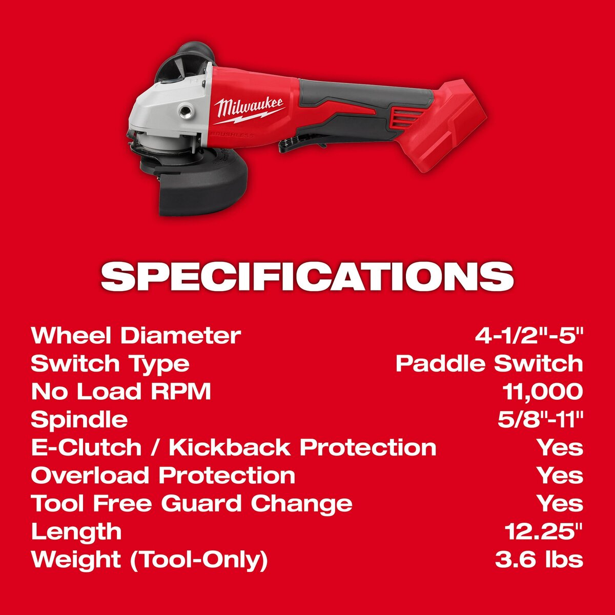 Milwaukee M18 Brushless 4-1/2 in. / 5 in. Cut-Off Grinder, Paddle Switch