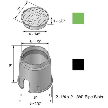 NDS Residential Valve Box Round 6 in. Black Box/Green Lid Overlapping ICV