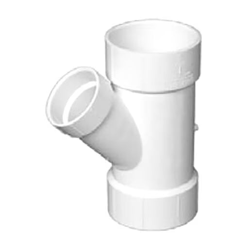 DWV601-420  DWV Reducing Wye White PVC 4 in. x 4 in. x 2 in. Hub