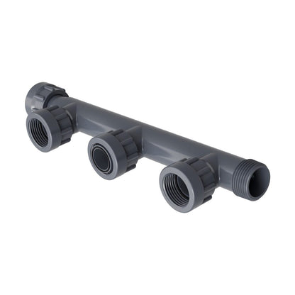 Dura Triple Port Manifold Tee 1 in. Swivel x MIPT x 3-Swivel with O-Ring