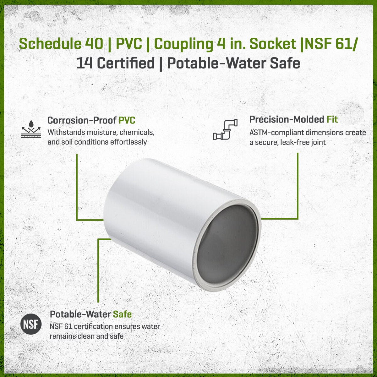 429-040 Sch 40 PVC Coupling 4 in. Socket | Spears