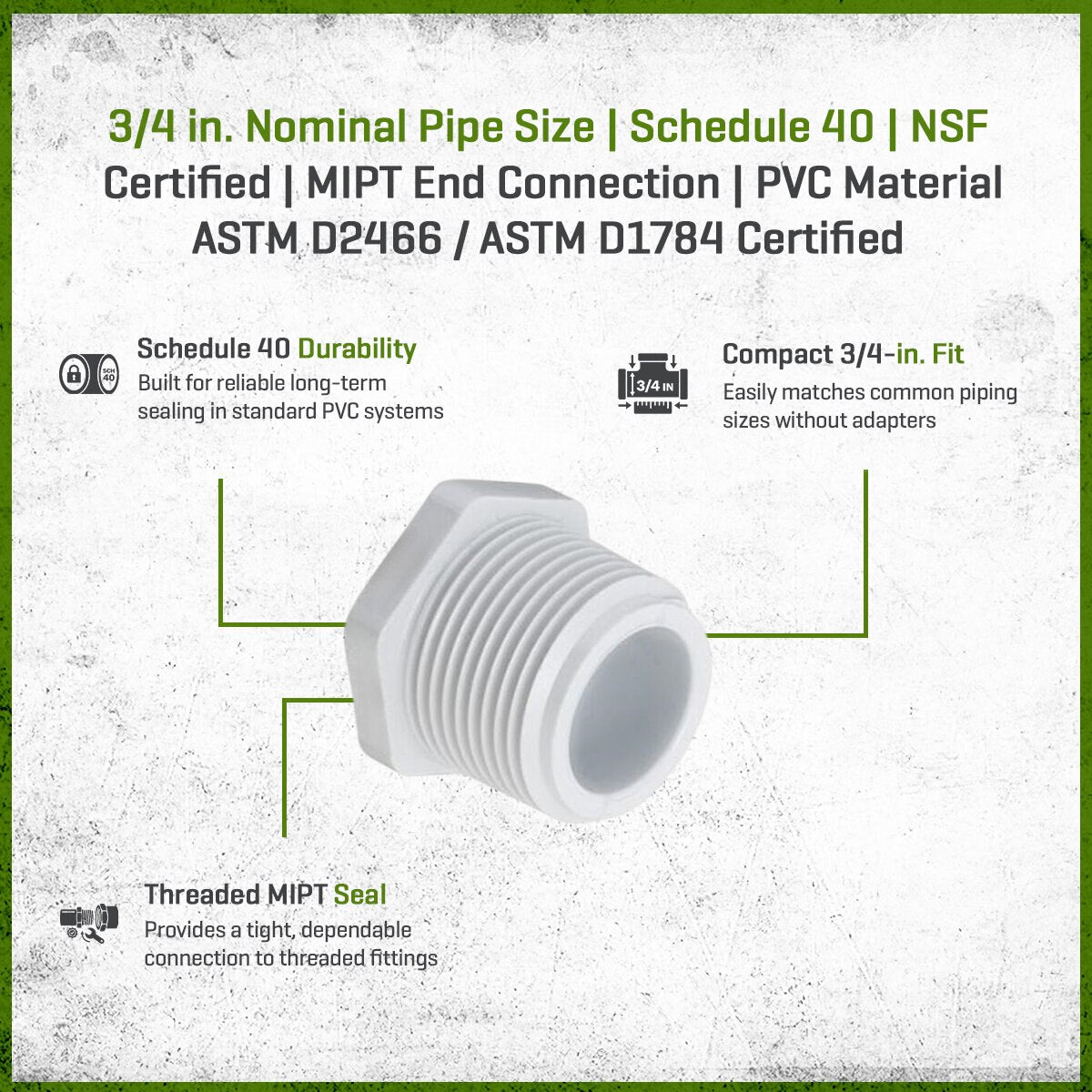 450-007 Sch 40 PVC Plug 3/4 in. MIPT | Spears
