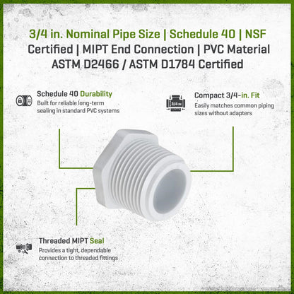 450-007 Sch 40 PVC Plug 3/4 in. MIPT | Spears