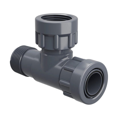 Dura Single Port Manifold Tee 1 in. Swivel x MIPT x Swivel with O-Ring