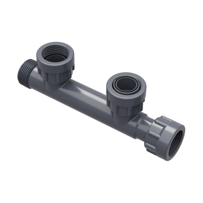 Dura Double Port Manifold Tee 1 in. Swivel x MIPT x 2-Swivel with O-Ring
