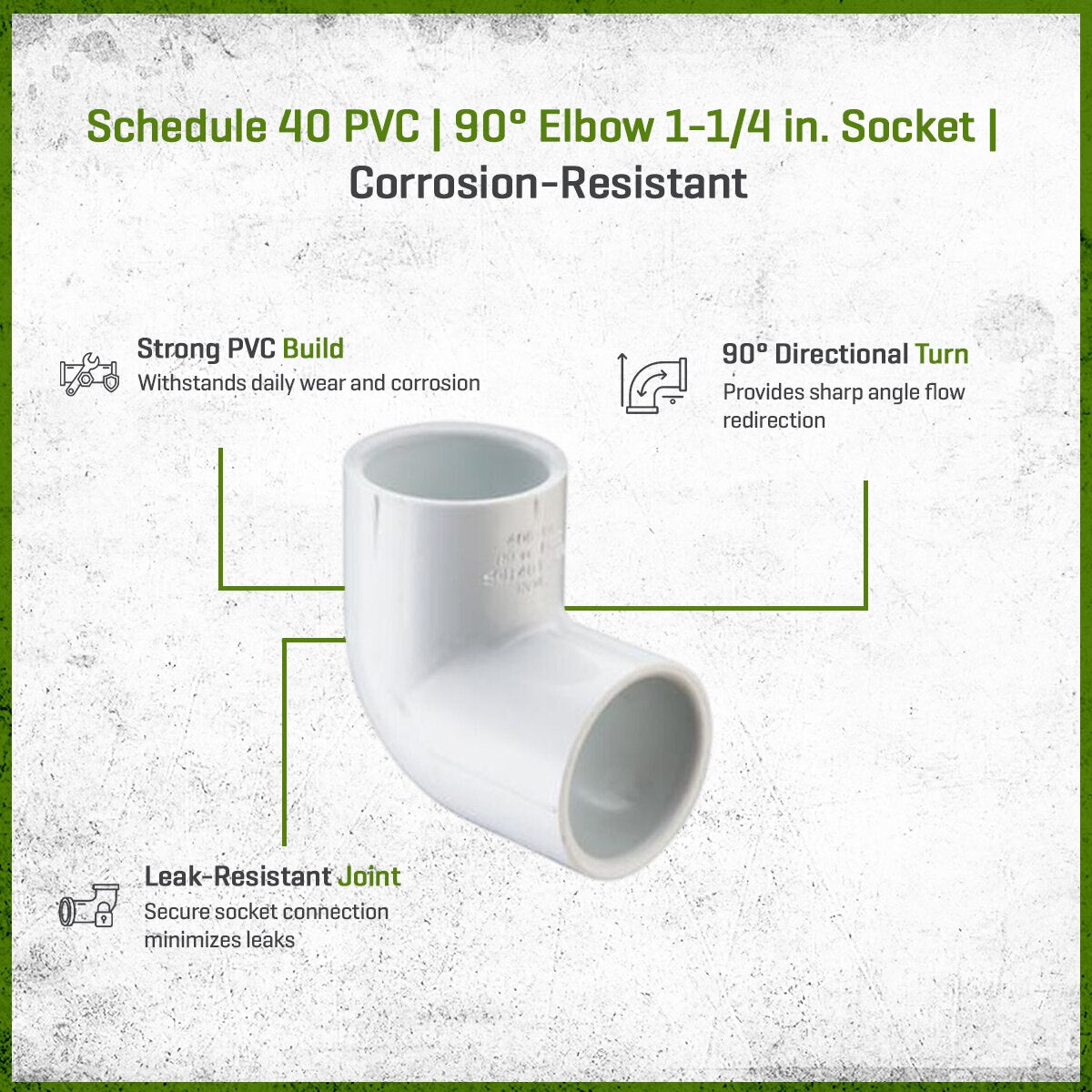 406-012 Sch 40 PVC 90 Degree Elbow 1-1/4 in. Socket | Spears