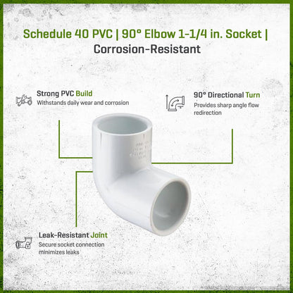 406-012 Sch 40 PVC 90 Degree Elbow 1-1/4 in. Socket | Spears