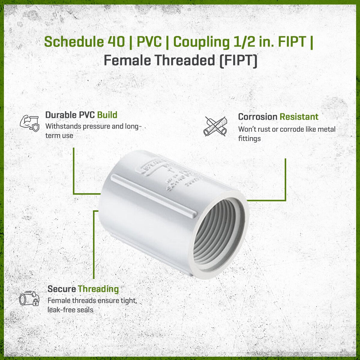 430-005 Sch 40 PVC Coupling 1/2 in. FIPT | Spears