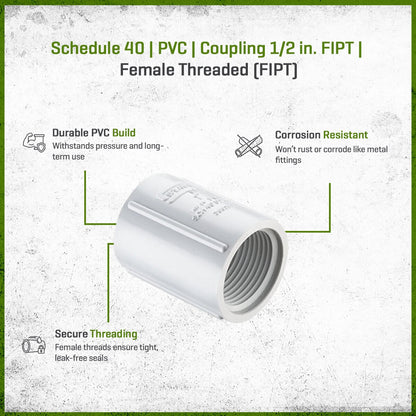 430-005 Sch 40 PVC Coupling 1/2 in. FIPT | Spears