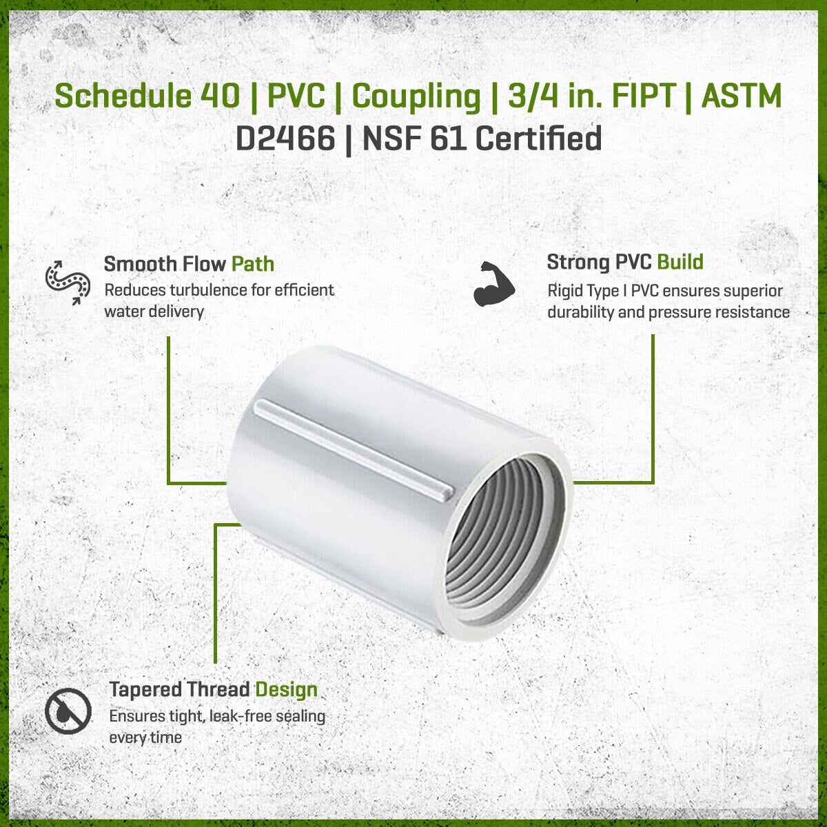 430-007 Sch 40 PVC Coupling 3/4 in. FIPT | Spears