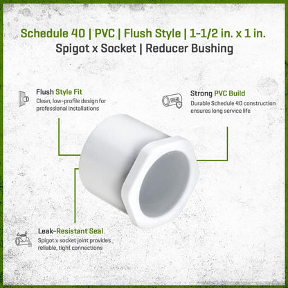 437-211 Sch 40 PVC Reducer Bushing Flush Style 1-1/2 in. x 1 in. Spigot x Socket | Spears