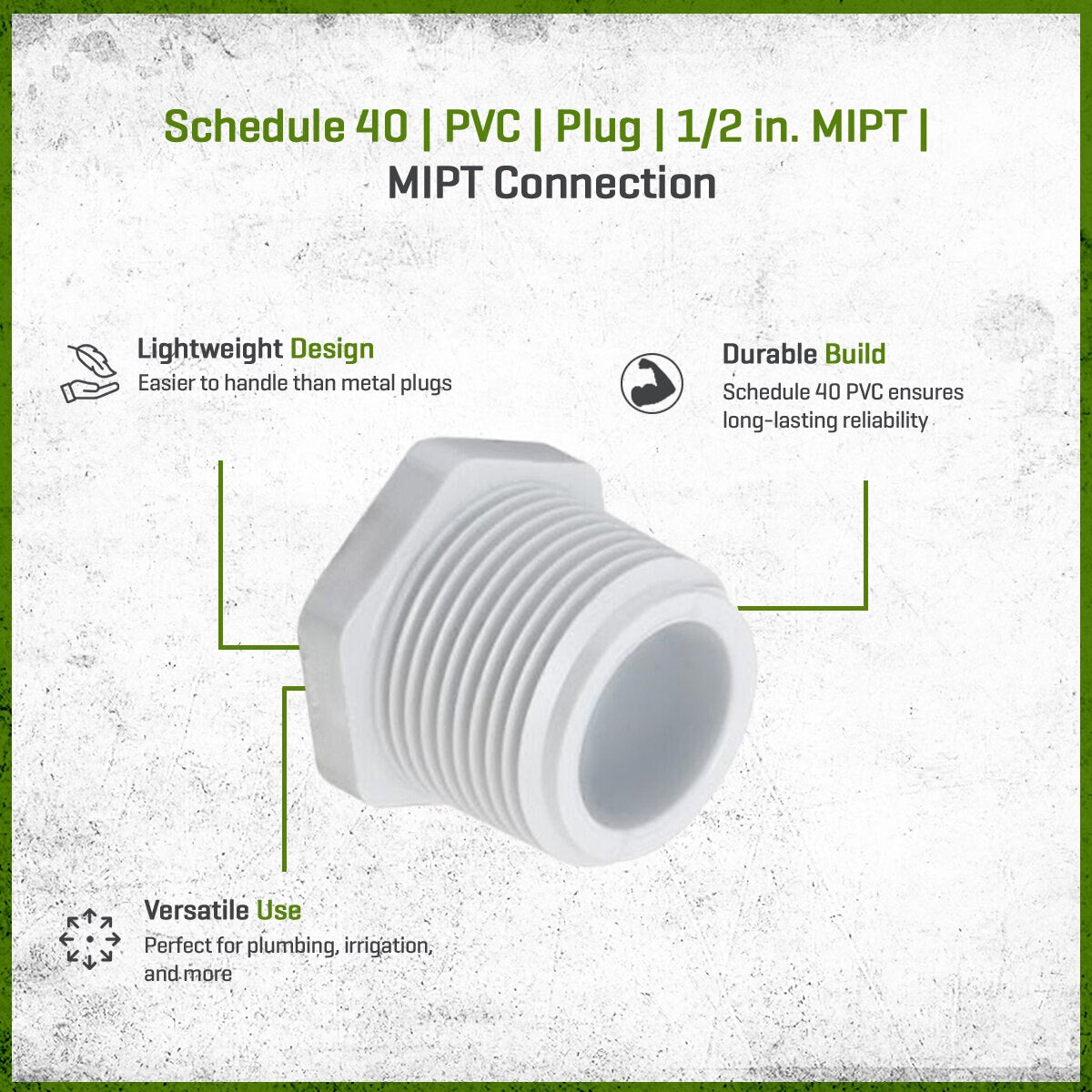 450-005 Sch 40 PVC Plug 1/2 in. MIPT | Spears